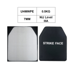 UHMWPE, NIJ līmenis IIIA, 7 MM, 0,5 KG, ložu necaurlaidīgs krūškurvja plāksne, 250 x 300 mm