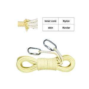 Kevlar lupina + statična vrv iz najlonskega jedra - pogled od spredaj
